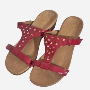 Vionic Wedge Women’s Size 8 Raspberry Red Patent Leather Wedge Sandals
